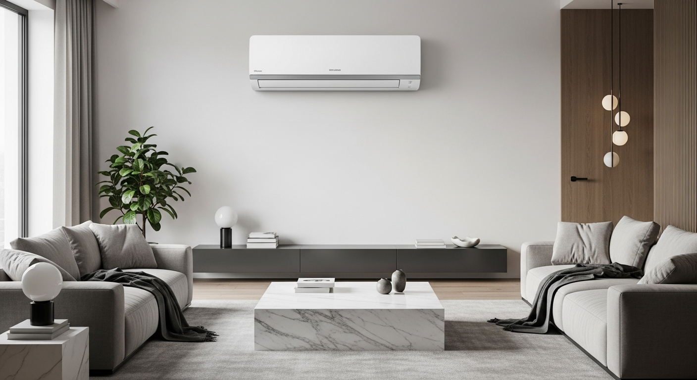 Climatiseur split moderne dans salon contemporain